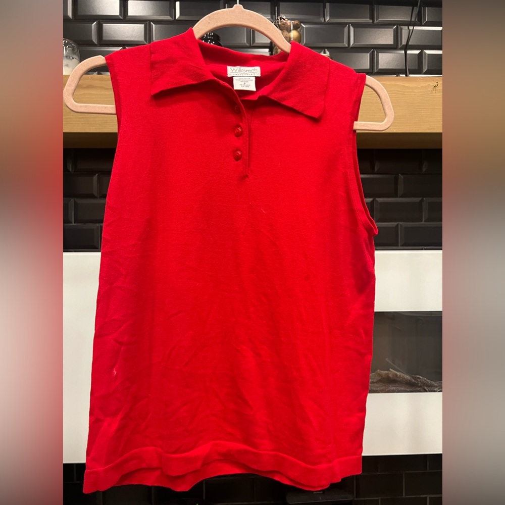 Will Smith Red Collared Tank Top Small